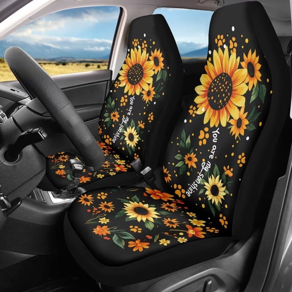 Jeiento Sunflower Car Seat Covers Non-Slip Automobile Seat Covers Mats Pads for SUV Truck Van Chairs Front Seat Cushion Paw Print Car Interior Protection Universal Fit for Cars Truck Van 2 Pcs
