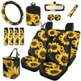 thumbnail image 1 of Jeiento Sunflower Car Seat Covers Set of 15 Steering Wheel Cover Seatbelt Cushion Pad Trash Bin Car Vent Organizer Pouch Rearview Mirror Cover Cup Holder Wristlet Keychain for SUV Van Sedan, 1 of 7