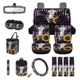 thumbnail image 1 of Jeiento Sunflower Cow American Flag Car Seat Covers Set 15 PCS with Car Seat Protector Steering Wheel Cover Seat Belt Covers Trash Bin Sunglasses Pocket Rear View Mirror Cover Coasters Keychain, 1 of 7