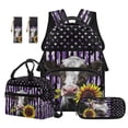 thumbnail image 1 of Jeiento Sunflower Cow Backpack Set for School for Kids Boys Girls 4 Piece 17 Inch Backpack, Lunch Bag, Pencil Case, Bookmarks, Large Capacity Bookbag for Elementary Travel Hiking, 1 of 7
