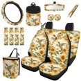 thumbnail image 1 of Jeiento Sunflower Hummingbird 15 Pcs Car Seat Cover Set+Collapsible Garbage Bin+Steering Wheel Cover+Rearview Mirror Cover+Air Vent Storage Holder+Keychain+Coasters for Truck Sedan SUV, 1 of 7
