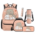 thumbnail image 1 of Jeiento Sweet Backpack Set for 9-12 Years Old 5 Pcs Cute Cat 17 Inch Lightweight Bookbag with Insulated Lunch Bag Pencil Case for Elementary School Gift for Daughter, 1 of 7