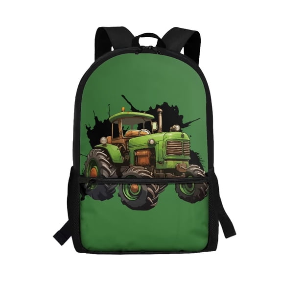 Jeiento Tractor Backpack for School Boys Middle School Bags Kids Girls Book Bag with Shoulder Straps Green Elementary High Students Back Packs Satchel Rucksack