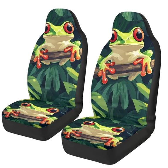 Jeiento Tree Frog Car Seat Covers 2 Pcs Stretch Polyester Fabric Cover Breathable Car Seat Cover Easy Installation Universal Size Fit for Most Cars SUVs