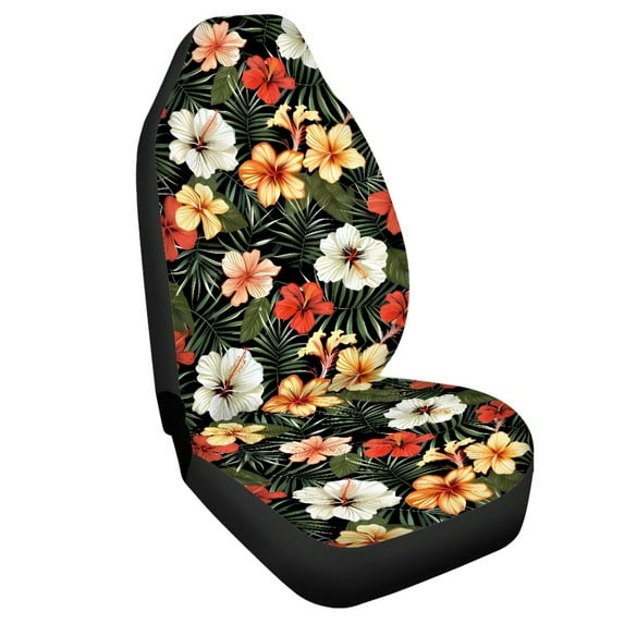 Jeiento Tropical Flowers Car Seat Covers Front Seats Only Soft High Back Driver Seat Cover Car Interior Protector Auto Bucket Seat Cover for Women Car Front Seat Cover Car Accessory, 1 Piece