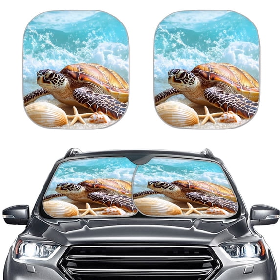 Jeiento Turtle Car Sun Visor 2-Piece Foldable Car Windshield Sun Shade Sun Shade for UV Protection Auto Interior Protector Easy Installation Fit Most Truck, Suv, or Van