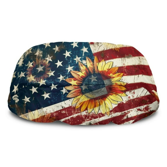 Jeiento USA Flag Winch Cover Sunflower Dust-Proof Winch Protection Cover Compatible with Most 8500-17500 Lbs Electric Winches Accessories