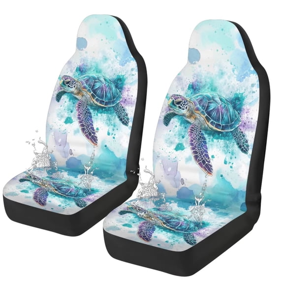 Jeiento Watercolor Sea Turtle Car Seat Covers Car Front Seat Cushion 2 Pack Auto Seat Cover Automotive Interior Protection Fit for Most Cars Sedan Truck SUV Van