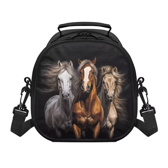 Jeiento Western Horse Lunch Box for Women Men Kids Lunch Bag Lightweight Bento Cooler Bag Insulated Lunchbox Container Picnic Bags Crossbody Purse Keep Food Cold and Warm Red Black