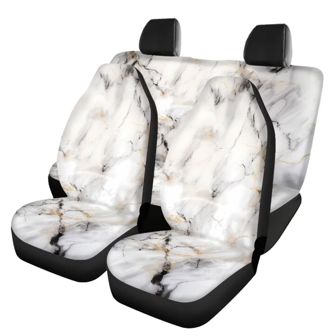 Front Seat Covers For Audi A7 2013-2025 — 3D Split Bench Design, Airbag Compatible, PU Leather, Black & Black Line