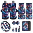 thumbnail image 1 of Jeiento Wolf 17 Pcs Seat Cover Full Sets, Front Rear Covers, Floor Mats, Steering Wheel Cover, Armrest Pad, Seat Belt Pads, Coaster - Universal Fit Car Interior Accessories Outer Space Planet, 1 of 8