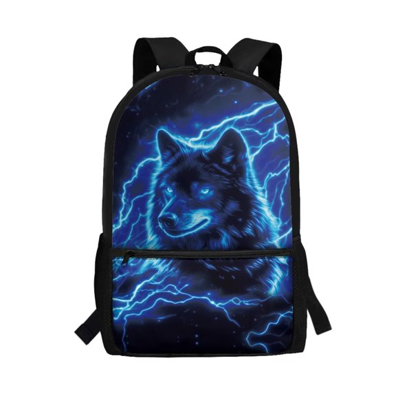 Jeiento Wolf Backpack for Boys 8-10 10-12 School Bags Elementary Middle School Bookbag Girls Back Pack Purse Kids Daycare Satchel Bag 17inch Children Daypack Blue