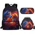 thumbnail image 1 of Jeiento Wolf Backpack for Kids 6-8/8-10 with Lunch Box 3 in 1 Elementary School Bookbags for 1st Grade Boys and Lunchbox Set Back Pack Lunch Bag Pencil Case Primary Book Bags Back Pack Abstract Fire, 1 of 7