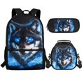 thumbnail image 1 of Jeiento Wolf Backpack with Lunch Box for Boys 8-12 Elementary School Bag Bookbag and Lunch Bag Pencil Case Set 3 In 1 Middle High School Back Packs Purse Travel Daypack Blue Flame, 1 of 7