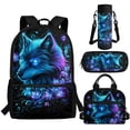 thumbnail image 1 of Jeiento Wolf Backpack for School Boys 3rd Grade with Lunch Box Bookbag and Lunch Bag Set 17in Elementary Schoolbag Lunch Bag Pencil Case Water Bottle Holder 4 in 1 Back Pack, 1 of 7