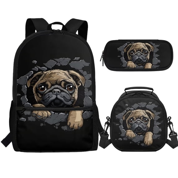 Jeiento Wolf Boys School Backpack and Lunch Box Set, Butterfly Elementary Backpack Bookbag Kids Lunchbag Pencil Case Galaxy Sky Rucksack Purse, 3 PCS