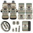 thumbnail image 1 of Jeiento Wolf Car Interior Cover Sets, Front Rear Seat Covers with Steering Wheel Cover Southwest Aztec Floor Mats Dream Catcher Car Seat Belt Pads Center Console Covers Cup Coaster Keychain, 17 PCS, 1 of 8