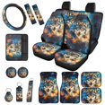 thumbnail image 1 of Jeiento Wolf Car Seat Covers Accessories Full Set of 17 Pcs, Universal Vehicle Front Rear Seat Covers Car Floor Mats Starry Sky Steering Wheel Cover Seat Belt Shoulder Pad Armrest Cover, 1 of 7