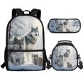 thumbnail image 1 of Jeiento Wolf Family Backpack with Lunch Box Kids Boys 6-8/5-7 Elementary School Bookbags for 1st Grade Preppy 3-in-1 Primary Back Pack and Lunch Bag Pencil Case 17in Preschool Book Bags, 1 of 7