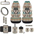 thumbnail image 1 of Jeiento Wolf Front Seat Covers Full Set with Steering Wheel Cover Safe Belt Pads Armrest Pad Coasters Garbage Can Rear View Mirror Cover Keychain Air Vent Storage Holder12 PCS Aztec Dream Catcher, 1 of 6