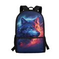 thumbnail image 1 of Jeiento Wolf School Backpack for Boys Elementary Bookbag Back Pack Purse Blue Kids Middle High School Bags Rucksack for Kindergarten Students Daypack Back To School Supplies Cool Flame, 1 of 6