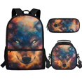thumbnail image 1 of Jeiento Wolf School Bag Bookbag for Primary Junior School Student 3 PCS Backpack Set with Lunch Box Pencil Case for Teens Boys Kids, 1 of 7