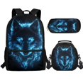 thumbnail image 1 of Jeiento Wolf School Bags for Boys 7-10 10-12 Kids Backpack Set with Lunch Box Pencil Case Elementary School Back Pack Purse Preschool Kindergarten Bookbag Travel Daypack Blue, 1 of 7