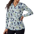 thumbnail image 1 of Jeiento Women's Fish Camo Golf Shirts, Long Sleeve Outdoor Leisure Tops, V Neck Moisture Wicking Quick Dry Sun Protection Top for Fishing, Daily Wear and Outdoor Sports, 1 of 7