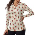 thumbnail image 1 of Jeiento Women's Golf Shirts, Moisture Wicking Cute Golf Strawberry Tops, Long Sleeve V Neck Quick Dry Sun Protection Top for Yoga, Outdoor Travel and Daily Wear, 1 of 7