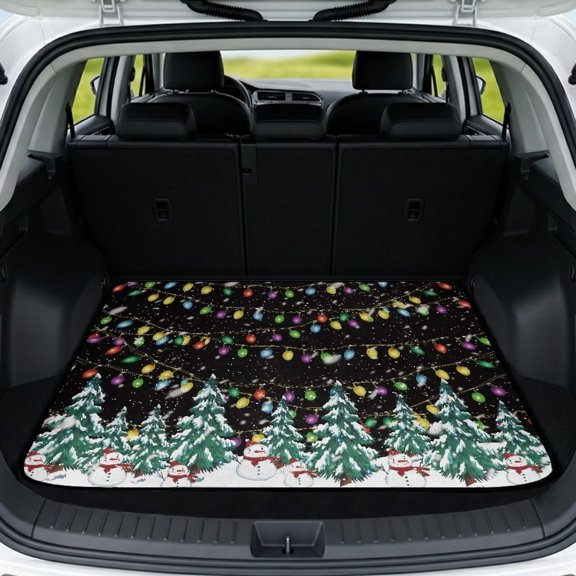 Jeiento Xmas Tree Light Van Cargo Liner Winter Holiday Trunk Protection Cover All Weather Trunk Mat For SUV Camping & Outdoor Excursions