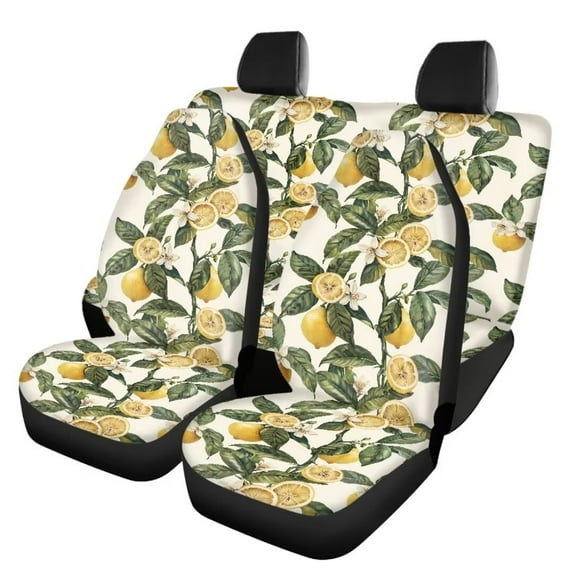 Jeiento Yellow Lemon Car Seat Covers Full Set Includes Durable Front and Full Wrapping Edge Back Seat Cover Back Car Seat Cover Fit Car/Auto/Truck/SUV,4pcs