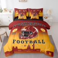 thumbnail image 1 of jejeloiu American Football City Twin Bedding Sets,7-Piece,Rugby Helmet Bedding Comforter Set,Red Orange Sheet Sets For Boys,Lightweight Room Decoration Reversible, 1 of 7