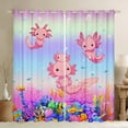 thumbnail image 1 of Jejeloiu Cartoon Axolotl Blackout Curtains Set of 2 (52x84 Each),Colorful Sealife Window Curtains,Pink Blue Purple Curtains and Drapes For Girls,Super Cozy Bedroom Decor, 1 of 6