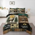 thumbnail image 1 of jejeloiu Jungle Animal Deer Twin Sheet Sets,Happy Camp Twin Fitted Sheet,Geometric Patchwork Plaid Flat Sheet,Microfiber Room Decorative,3pcs, 1 of 7