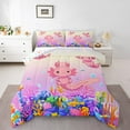 thumbnail image 1 of Jejeloiu Kawaii Axolotl Bedding Comforter Set,Magical Animal Twin Comforter Sets,Multicolot Sealife Fish Bedding Set,Lightweight Room Decor Reversible,3pcs, 1 of 7