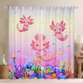 thumbnail image 1 of Jejeloiu Kawaii Axolotl Blackout Curtains,Magical Animal Curtains Pack of 2 (38x45 Each),Multicolot Sealife Fish Window Curtains,Lightweight Room Decor, 1 of 6