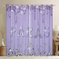 thumbnail image 1 of Jejeloiu Paris Eiffel Tower Blackout Curtains,Glitter Print Curtains Pack of 2 (38x45 Each),Purple Silver Window Curtains For Girl,Lightweight Bedroom Decorative, 1 of 6