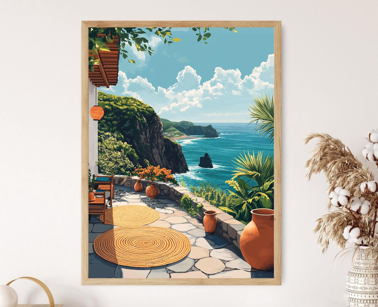 Men Health Vector Jeju Island Rooftop Patio Art Flat Vector Illustration Korean Coastal ...