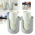 thumbnail image 1 of Jekersen Plastic Bathroom Cup Dispenser with Vertical Stripes Paper Cup Holder Disposable Paper Cup Organizer, Double-Cylinder Gray, 1 of 9
