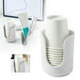 thumbnail image 1 of Jekersen Plastic Bathroom Cup Dispenser with Vertical Stripes Paper Cup Holder Disposable Paper Cup Organizer, Single-Cylinder White, 1 of 9