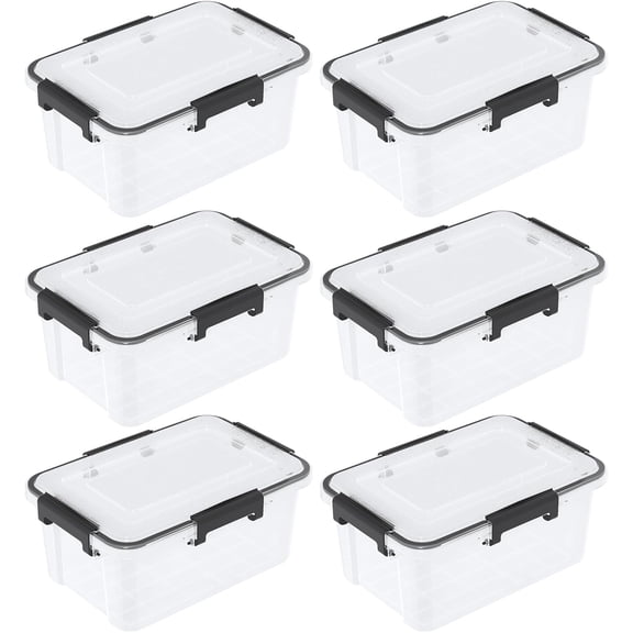 Jekiyo 10 Quart Airtight Stackable Storage Container for Food, 6 Packs Plastic Storage Box with Latching Lid
