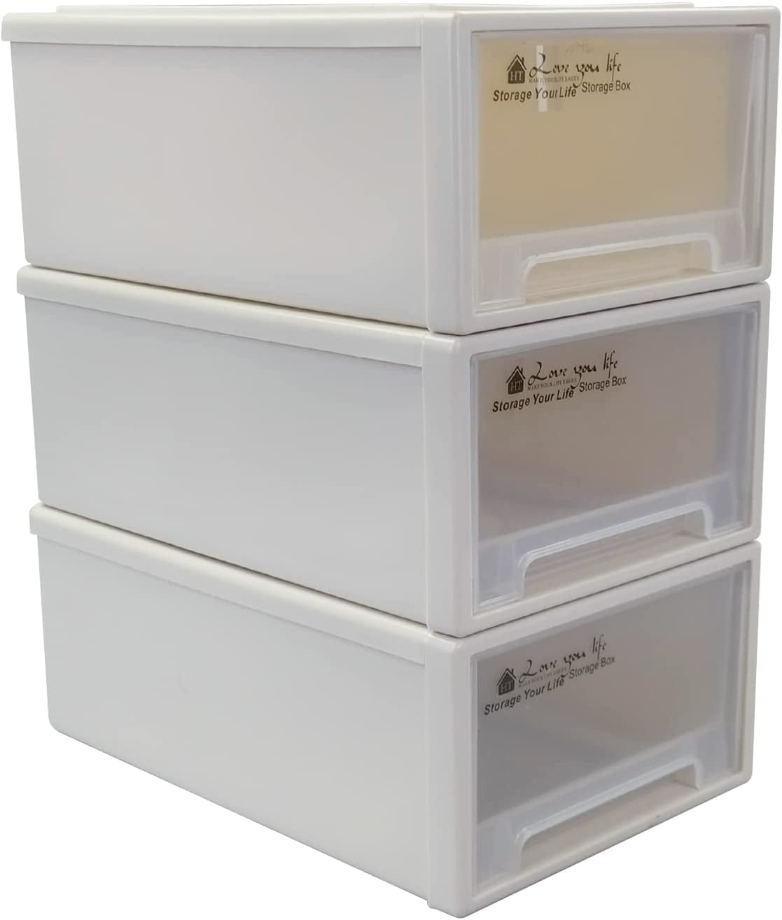 Jekiyo 3pack Compact Stacking Drawer, 12 Quart