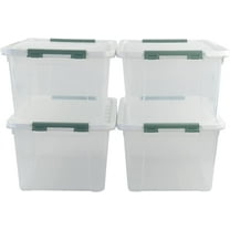 Jekiyo 32 Quart Clear Storage Boxes with Lid, 4 Packs, Multipurpose Plastic Storage Container Bin