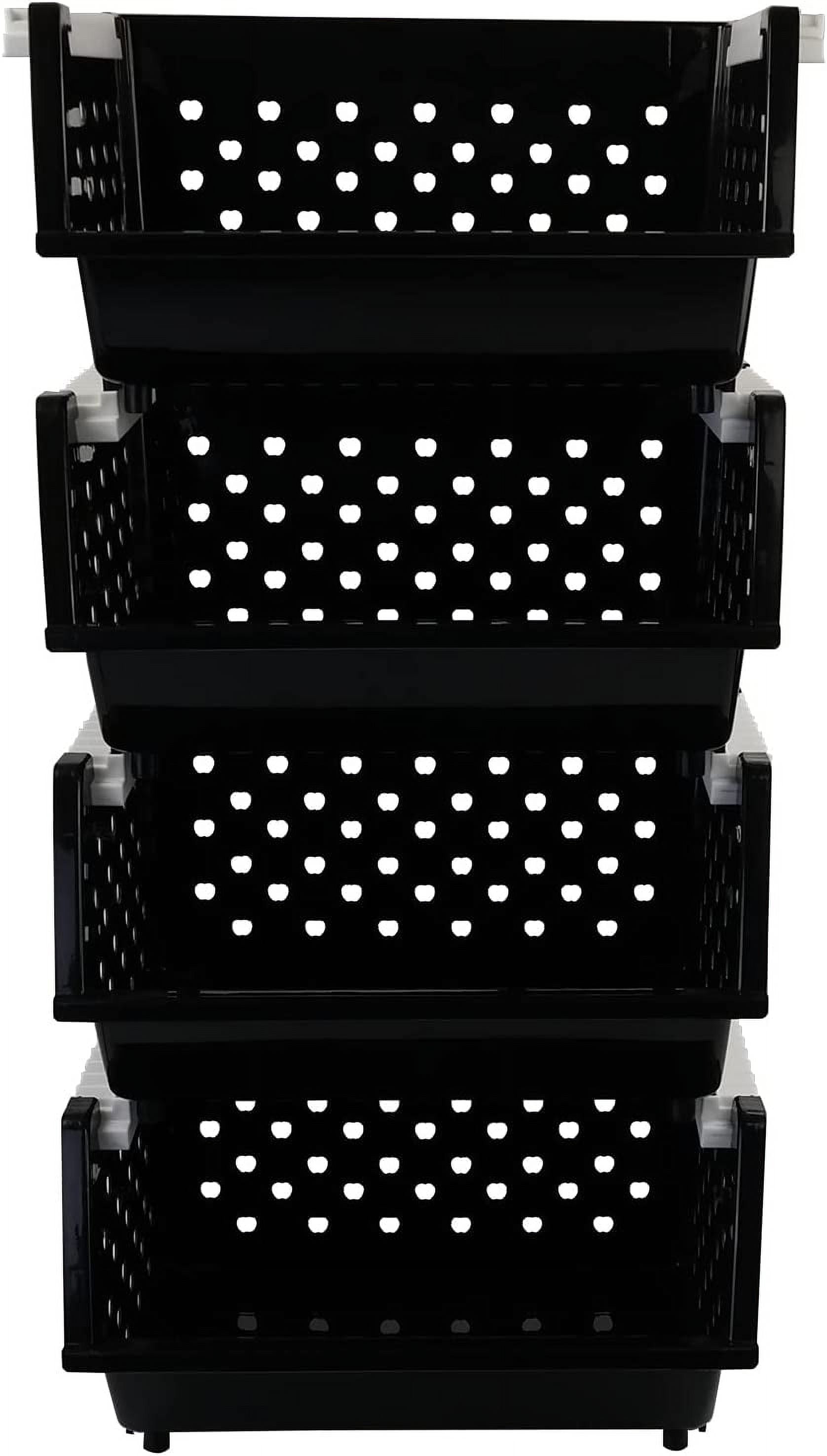 Jekiyo 4 Packs Large Stackable Storage Bins, Plastic Stacking Basket ...