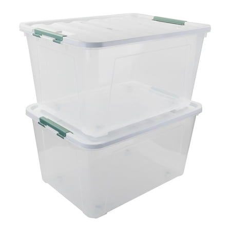 Jekiyo 85 Quart Large Latching Box, Plastic Storage Bin, 2 Pack