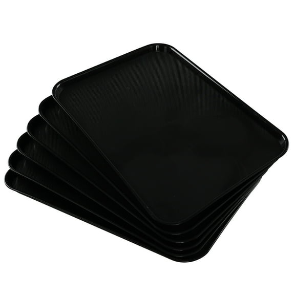 Jekiyo Extra Large Rectangular Serving Trays, Black Plastic Trays for Multi-use, 6 Pack