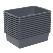 Jekiyo Gray Plastic Commercial Bus Bins, 13 L Utility Bus Box, 12 Pack