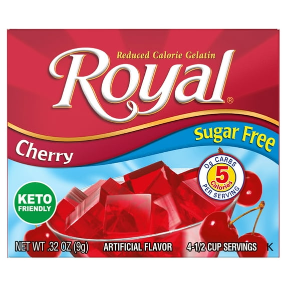 Jel Sert Royal Gelatin Cherry Flavor, Sugar Free, .32 oz Box