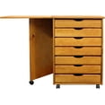 thumbnail image 1 of Jela Solid Wood 7 Drawer Gate Leg Roll Cart Desk in Medium Wood, 1 of 13