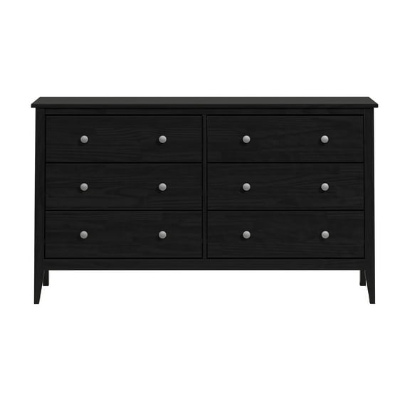 Jela Solid Wood 6 Drawer Dresser - Black